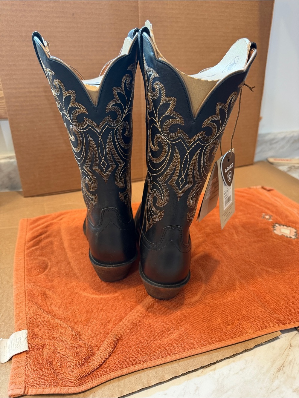 Ariat Black Western Embroidered Leather Boots - Picture 2 of 4